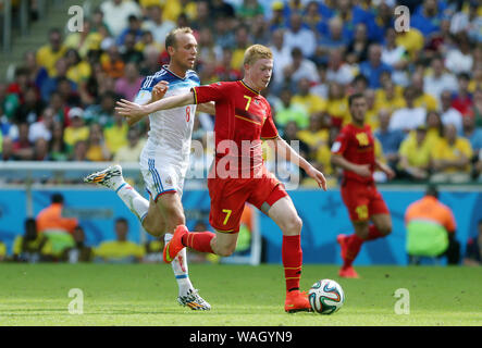 Rio de Janeiro, June 18, 2014. Soccer player Kevin De Bruyne during the match Russia vs Belgium for the 2014 World Cup at the Maracanã Stadium in Rio Stock Photo