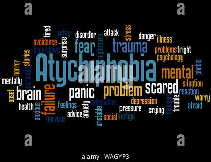 Atychiphobia fear of failure word cloud concept on white background ...