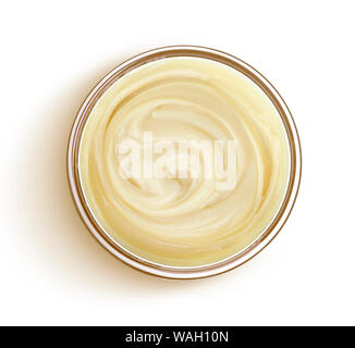 Condensed milk isolated on white background, top view Stock Photo