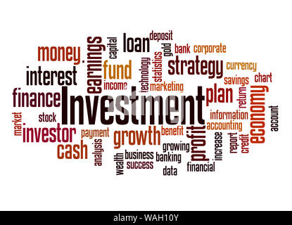Investment word cloud concept on white background. Stock Photo