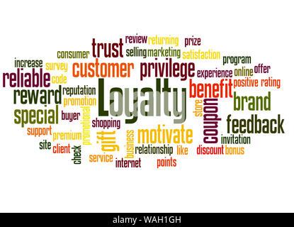 Loyalty word cloud concept on white background. Stock Photo