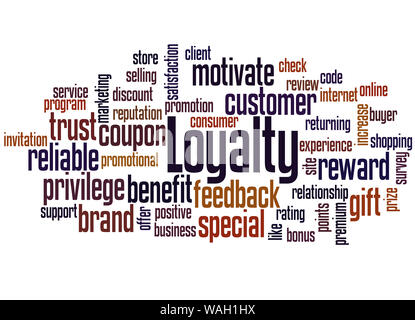 Loyalty word cloud concept on white background. Stock Photo