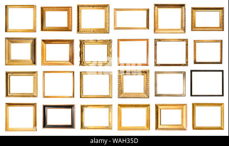 set of various old painting frames cut out on white background Stock Photo