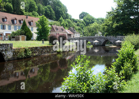 River Creuse at Felletin, France Stock Photo