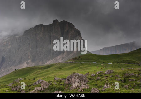 The Sella and the Pordoi Passes in South Tyrol, Italy Stock Photo