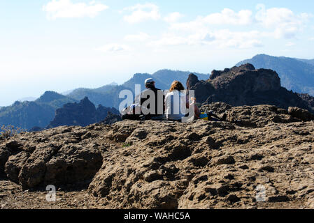 Roque Nublo, Grand Canary, Spain - 26 December 2017. Viewpoint from the Roque Nublo - second highest place in gran canary 1813 meters above sea level. Stock Photo