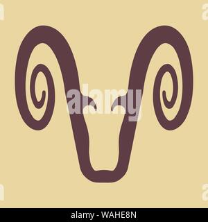 Vector illustration. Goat face icon in flat and geometric style. Stock Vector