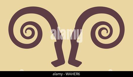 Vector illustration. Goat faces icon in flat and geometric style. Stock Vector