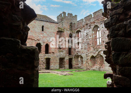 Acton Burnell Castle, a 13th-century fortified manor house, located near the village of Acton Burnell, Shropshire, England, UK Stock Photo