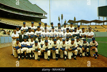 Team photo of the Los Angeles Dodgers at Dodger Stadium circa