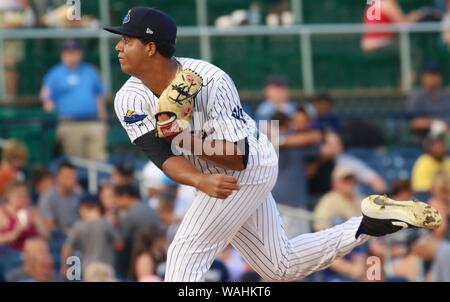 Trenton, New Jersey, USA. 20th Aug, 2019. RONY GARCIA, a starting pitcher for the Trenton Thunder, in the game vs. the New Hampshire Fisher Cats at ARM & HAMMER Park. Credit: Staton Rabin/ZUMA Wire/Alamy Live News Stock Photo