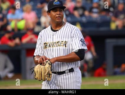 Trenton, New Jersey, USA. 20th Aug, 2019. RONY GARCIA was the starting pitcher for the Trenton Thunder in the game tonight vs. the New Hampshire Fisher Cats at ARM & HAMMER Park. Credit: Staton Rabin/ZUMA Wire/Alamy Live News Stock Photo