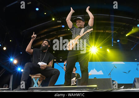 Rio de Janeiro, Brazil, September 22, 2017. Singer Russo Passapusso of the band Baiana System during a show on the Sunset stage at Rock in Rio in the