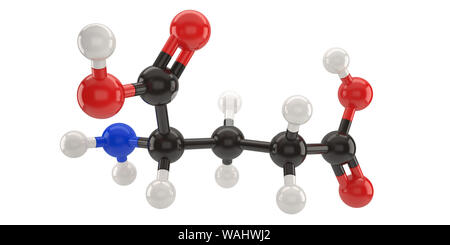 Glutamic acid molecule structure 3d illustration with clipping path Stock Photo