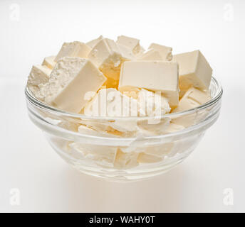 Feta, Feta diced , salad, brine, tomato feta soup, tofu, creative market, vegan, cheese, feta cheese Stock Photo