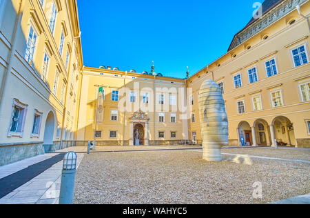 SALZBURG, AUSTRIA - FEBRUARY 27, 2019: Toskanatrakt (Toscana trakt) courtyard of University is a home of modern art sculpture Awilda by artist Jaume P Stock Photo