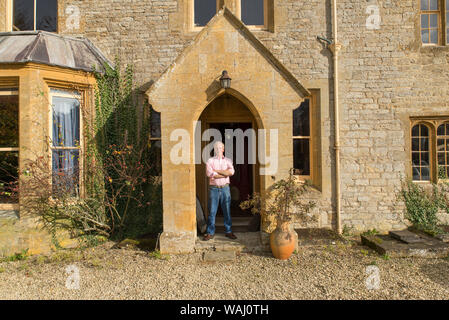 Julian Majzub, founder / owner of 'Blockley tyre' at home in Gloucestershire. Stock Photo