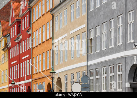 Traditional colorful facades in Copenhagen city center. Nyhavn area. Denmark Stock Photo