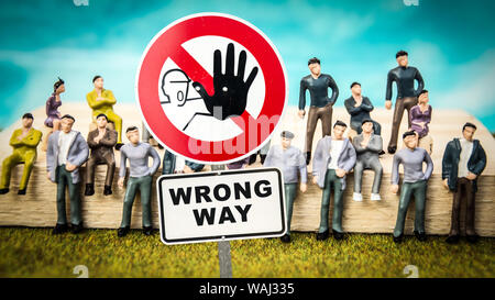 Street Sign RIGHT WAY versus WRONG WAY Stock Photo