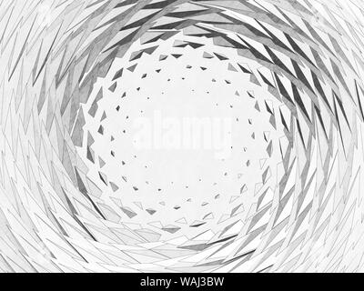 Abstract white mosaic round pattern with copy-space area in the middle. Graphite pencil stylized graphic background, 3d rendering illustration Stock Photo