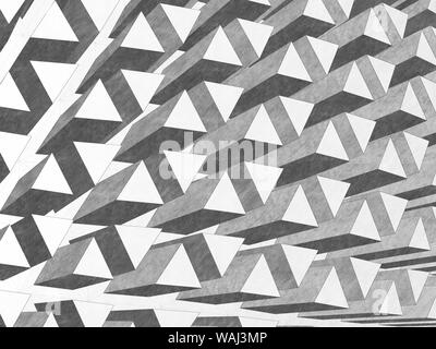 Abstract graphite pencil stylized graphic background with white extruded triangular pattern, 3d rendering illustration Stock Photo