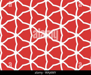 Vector seamless geometric pattern. Shaped white barbed wires and triangles in red background. Stock Vector