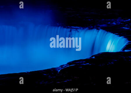 Fantastic Niagara Falls view with Colorful Lights at night, Canadian Falls, Ontario, Canada Stock Photo