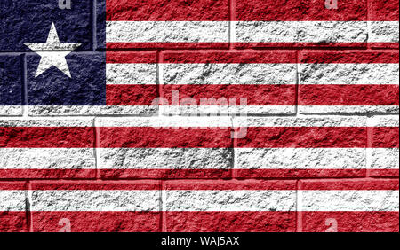 Brick wall with painted flag of Liberia Stock Photo - Alamy