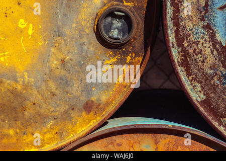 Details of rust and paint on metal. Stock Photo