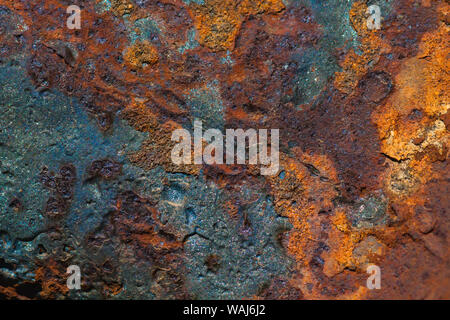 Details of rust and paint on metal. Stock Photo