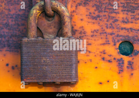 Details of rust and paint on metal. Stock Photo