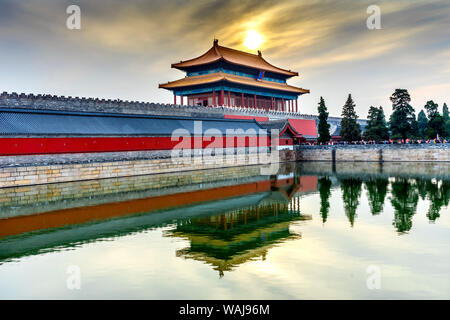 Rear Gate Heavenly Purity, Forbidden City moat, Beijing, China. Emperor's Palace built during the Ming Dynasty Stock Photo