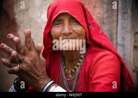 India, Rajasthan, Jodhpur. Portrait of elderly village woman. Credit as: Jim Nilsen / Jaynes Gallery / DanitaDelimont.com Stock Photo