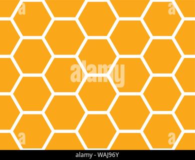 Vector seamless geometric pattern. Shaped white hexagons on orange background. Stock Vector