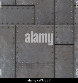 Patched steam punk seamless metal background Stock Photo
