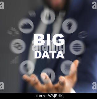 Big data network with blurred financial icons Stock Photo