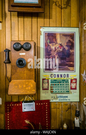 Canada, Quebec, Maskinonge. Magasin General Le Brun, antique general store, telephone Stock Photo