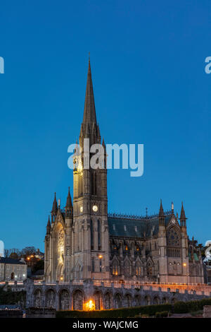 Dusk at St. Colman's Cathedral in Cobh, Ireland Stock Photo