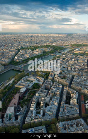 High-level view across Paris city centre from the Eiffel Tower, Paris, France Stock Photo