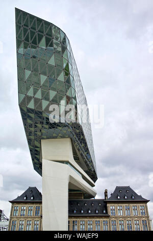 Belgium, Antwerp. Nieuw Havenhuis, New Port House, by Zaha Hadid Architects. (Editorial Use Only) Stock Photo