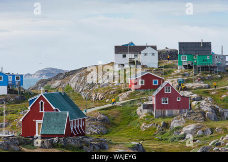 Greenland, Itilleq. Colorful houses dot the hillside Stock Photo - Alamy