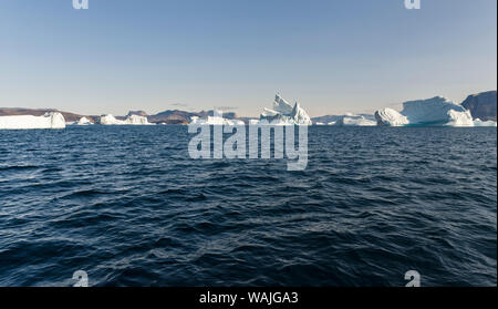 Icebergs in the Uummannaq fjord system, northwest Greenland. Stock Photo