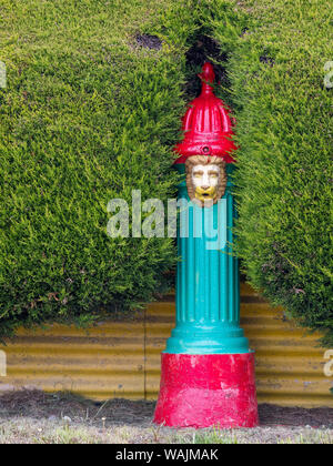 Old fire hydrant with a lions head, the old town of Stanley, capital of the Falkland Islands. (Editorial Use Only) Stock Photo