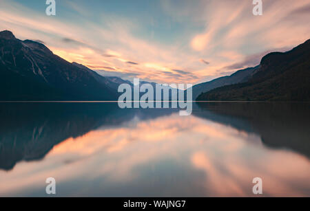 USA, Alaska, Haines Borough. Long exposure of Chilkoot Lake. Stock Photo