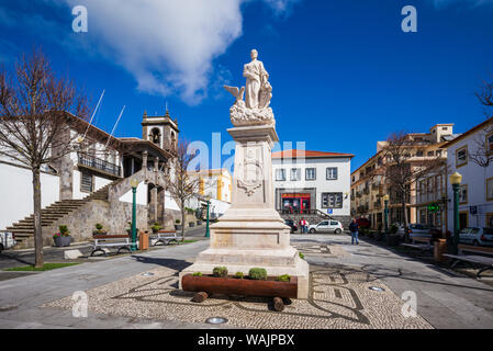 Portugal, Azores, Terceira Island, Praia da Vitoria. Town hall square Stock Photo