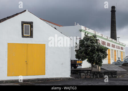 Portugal, Azores, Pico Island, Sao Roque do Pico. Museu da Industria Baleeira, Whaling Industry Museum housed in old whaling factory exterior (Editorial Use Only) Stock Photo