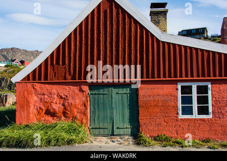 Greenland, Sisimiut. Colorful building at the history museum. Stock Photo