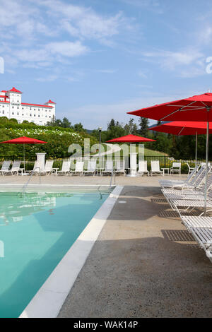 Outdoor pool at the Omni Mount Washington Resort, Bretton Woods, New Hampshire, USA Stock Photo