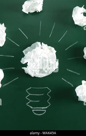 Lightbulb drawn on a blackboard Stock Photo