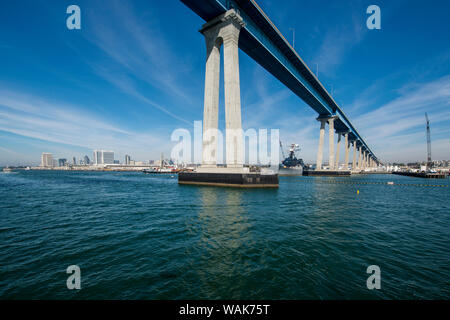 The San Diego-Coronado Bridge, San Diego Harbor, San Diego, California. Stock Photo